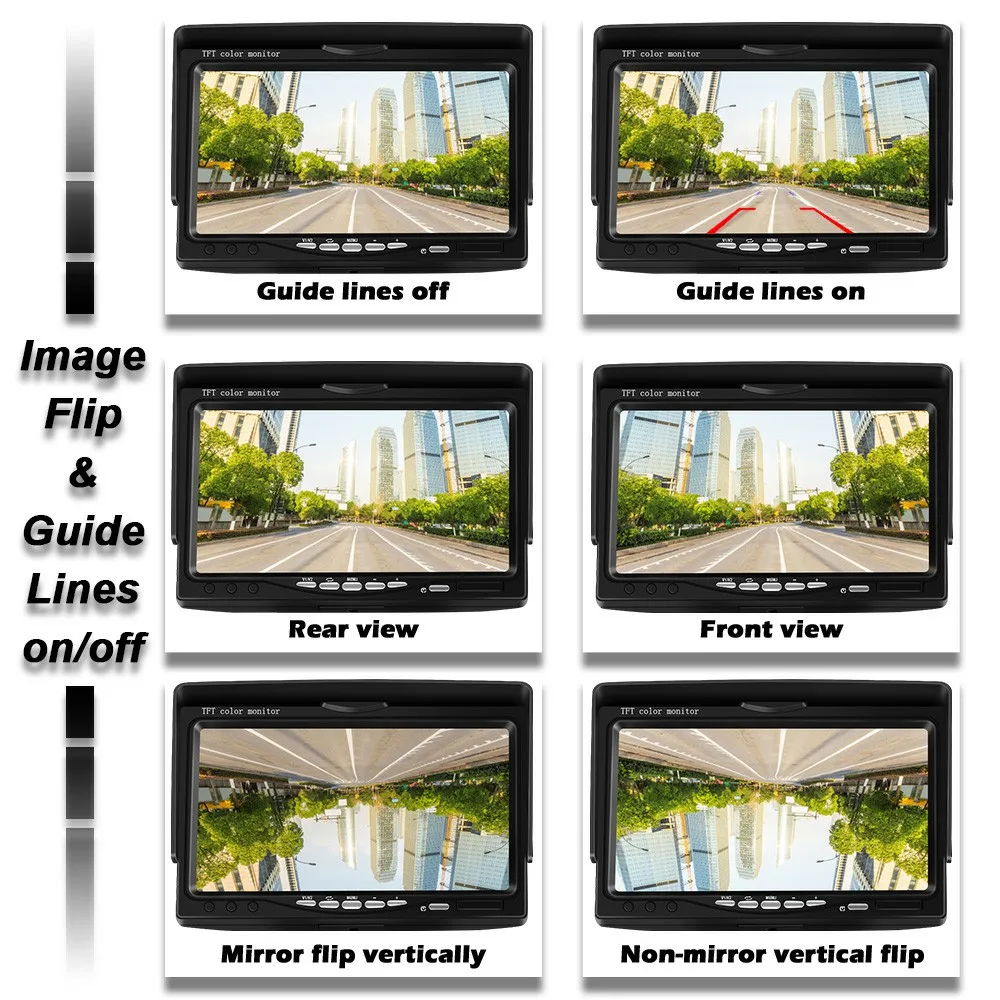7 inch HD vehicle monitoring quad-view truck monitor bus camera system passenger cars reversing image display screen