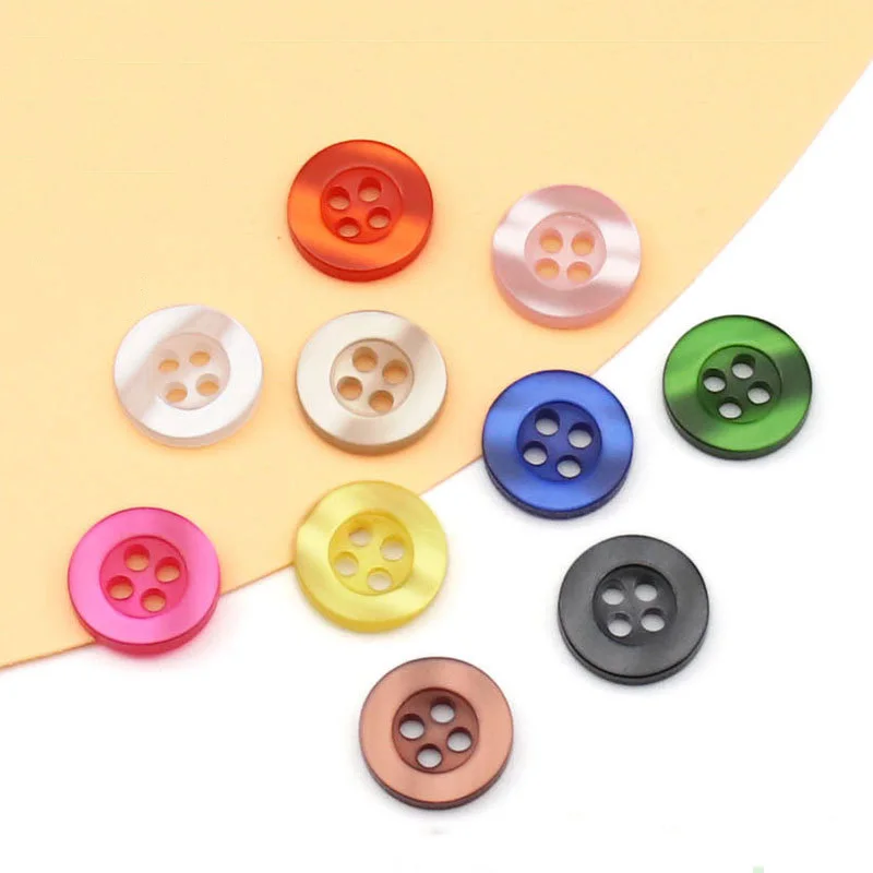 Polishing Resin Buttons For Shirt Coat Cloth Pant 14L16L Watermelon Round Shirt Button 4holes Eco-friendly Pearl Resin Button