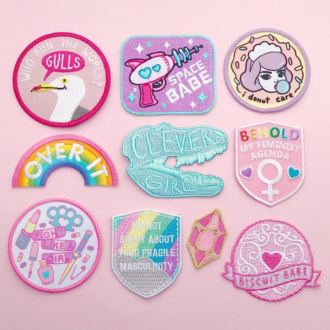 DIY Garment Accessory Rainbow Eye Smile Embroidery Iron on Flower Patch for Kids Clothing