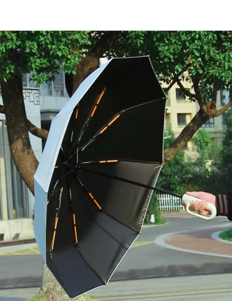 New Product Easy Carry Unique Wholesales Cheap Automatic Three Folding Umbrella With Hook Loop Lock Handle