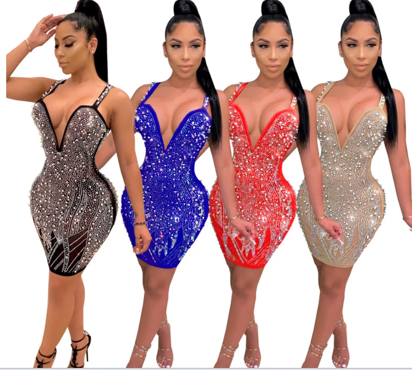 Stock Ready for Ship Fashion Women Party Clothing Evening Night Cub  Wear Sexy Party  Dress