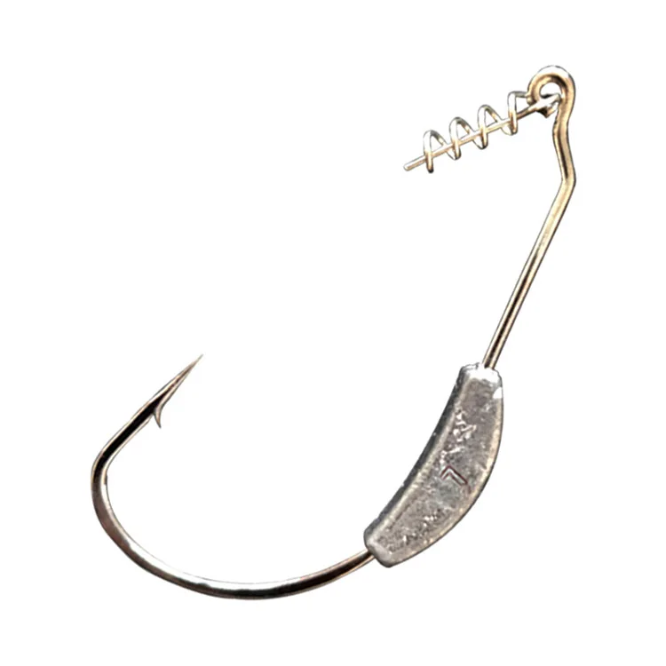 lead weighted screw spring pin bait  crank fishing hook offset hook with lead weighted  twist lock ewg hooks for Texas Rigs