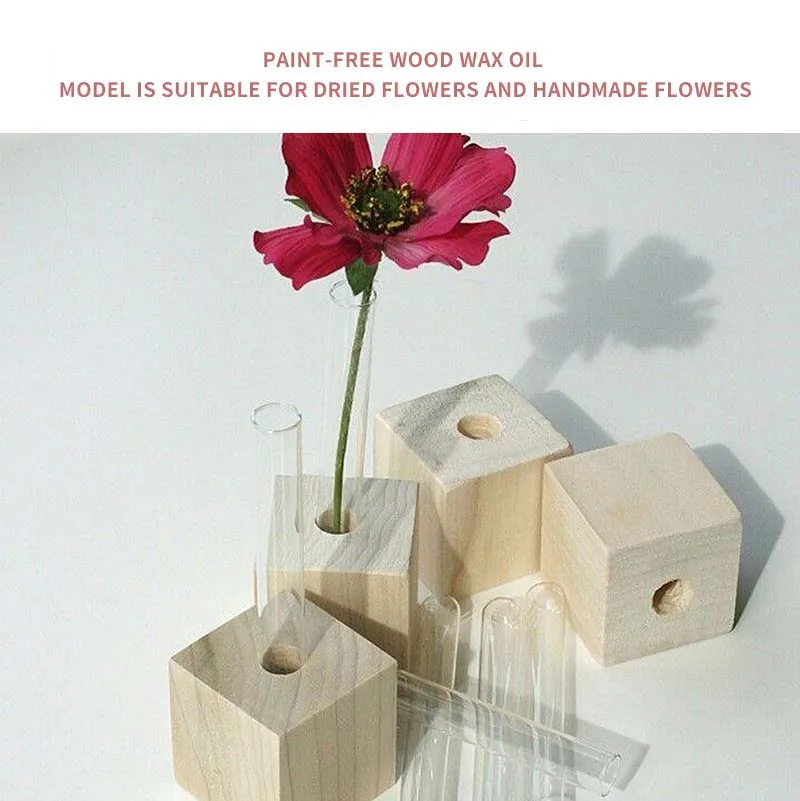 Wholesale Custom Window Ornament Wooden Flower Stands Wooden vase arrangement table decoration