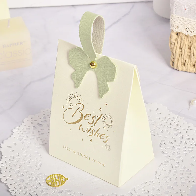 New design flower bow handle candy box wedding party favor gifts box banquet candy gift box