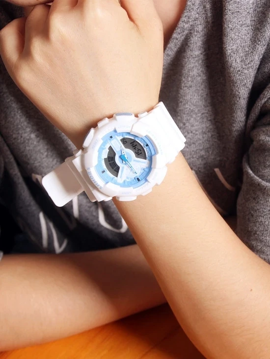 SHHORS double display  sports waterproof large dial watch candy color jelly color electronic watch for students women