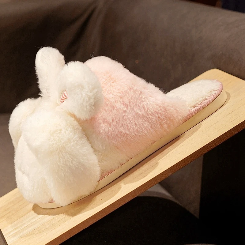 Rabbit bear slippers wholesale soft and fluffy house slippers women low moq custom slippers