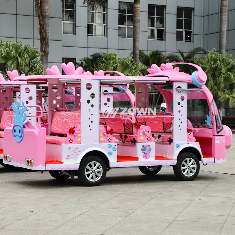 Best price mini cartoon bus electric car pink coral city sightseeing bus for sale