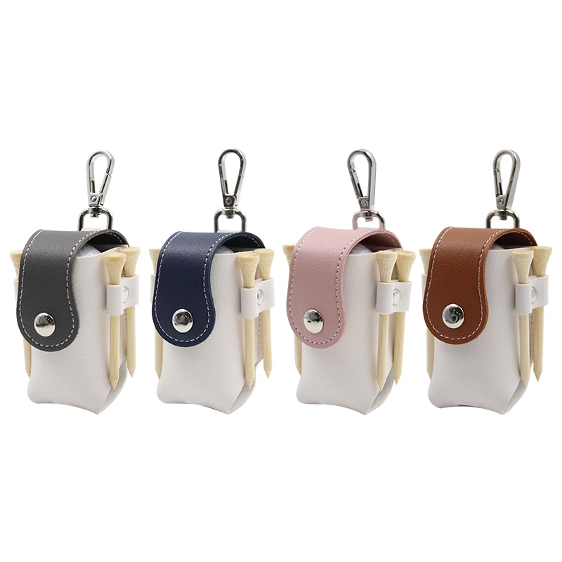 Travel Goll Ball Bags Pouch PU Leather Golf Ball Bag Accessories Outdoor Golf Ball and Tee Bag Gifts Holder Organizer