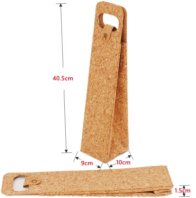 Custmos Logo Hot Sell  Recycle Folding Natural Cork Fabric Wine Case Foldable Cork Wine Bags
