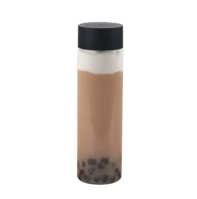 300ml, 500ml manufacturer wholesale disposable transparent plastic bottles PET milk tea cylindrical bottles