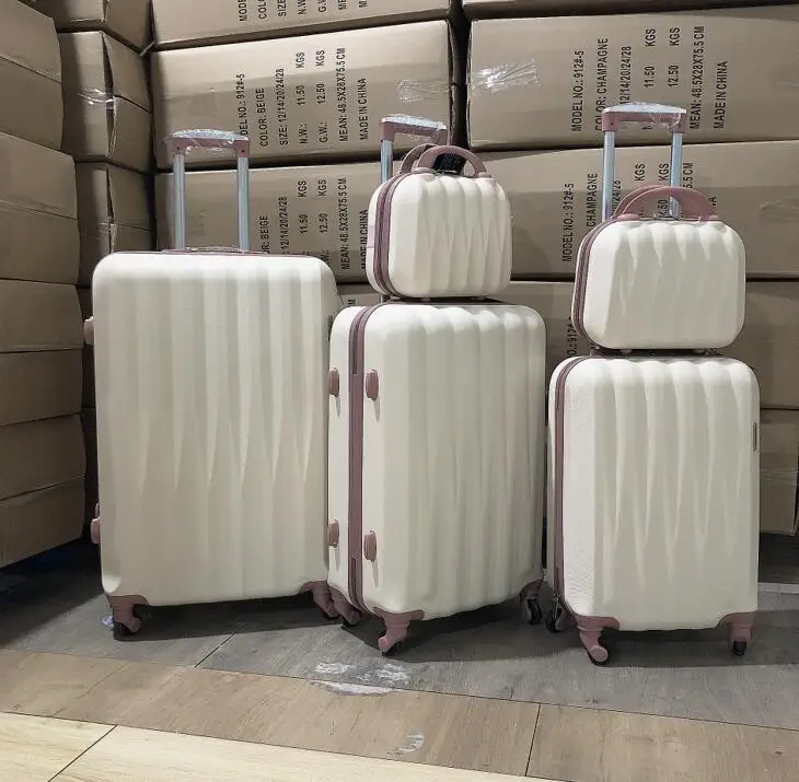 mini size hard shell plastic vanity bag cosmetic case with zip and handle 14 inch PC+ABS material travel luggage set trolley bag