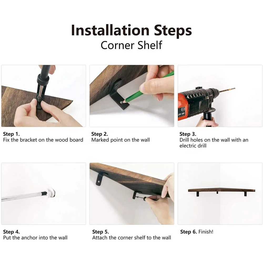  Набор из 3 деревянных угловых настенных полок настенные плавающие полки