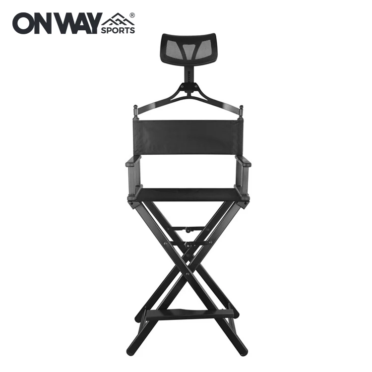 Custom Lightweight Portable Aluminum Folding Director Makeup Chair WIth Headrest