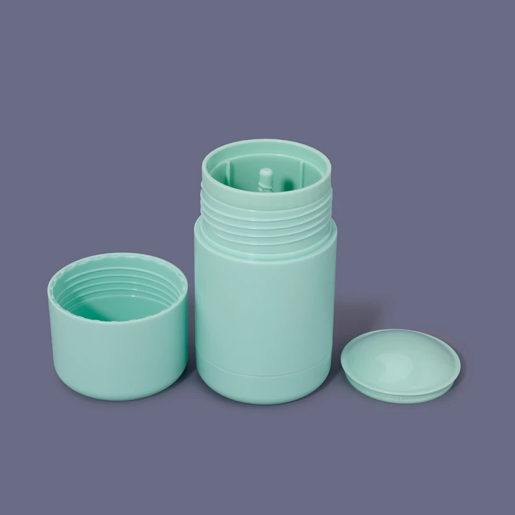 Empty round shape white pink green 30g 50g cosmetic packaging deodorant stick plastic deodorant container with twist up cover