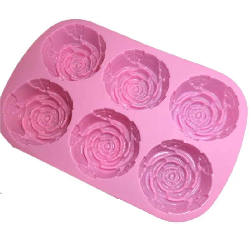 China Wholesale Rose Silicone Molds For Candles 6 Cavity Rose Shape Ice Cube Mold Maker Mold Silicone Ice Cube Tray