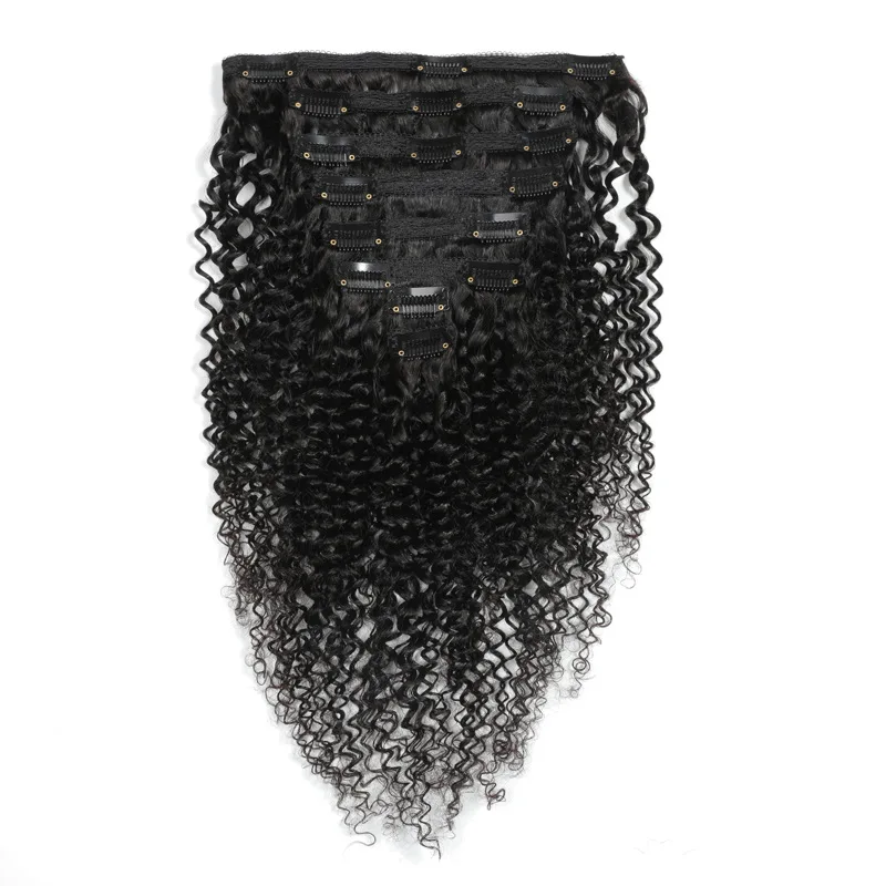 Afro Kinky Curly Clip In Hair Extensions 4C Clip In Hair Extension Vietnam 100% Virgin Raw Indian Hair Clip Ins Extensions
