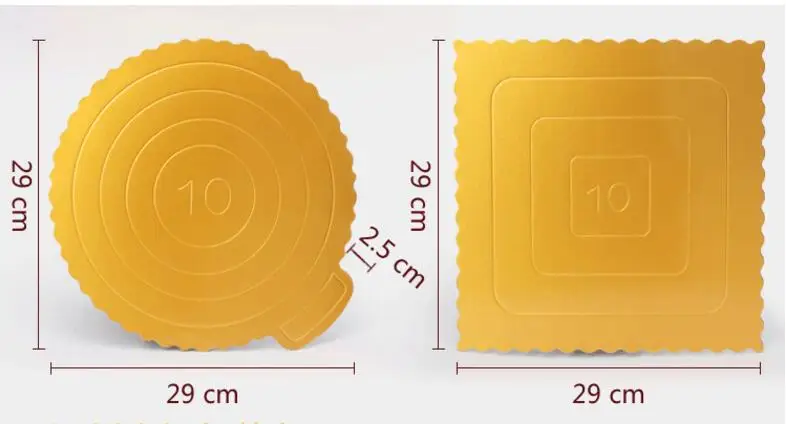 
Food Grade white cardboard base 4 6 8 10 12 size round golden paper cake stand board mini cake board gold sheet foil cake boards 