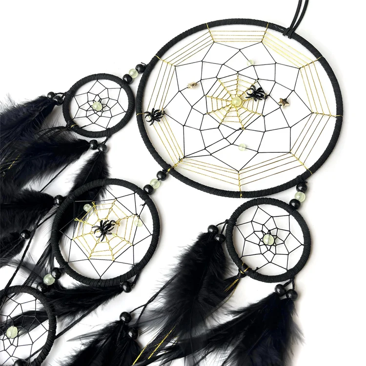 Halloween Black Dream Catcher Kids Wall Hanging Dreamcatcher for Home Decor Bedroom Room Wall Decor Art Ornament Craft