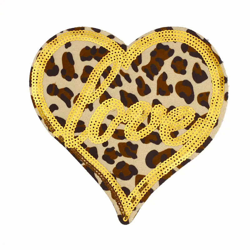 Custom Love Heart Letter Crown Golden Sequin Embroidery Applique Patch For Clothes