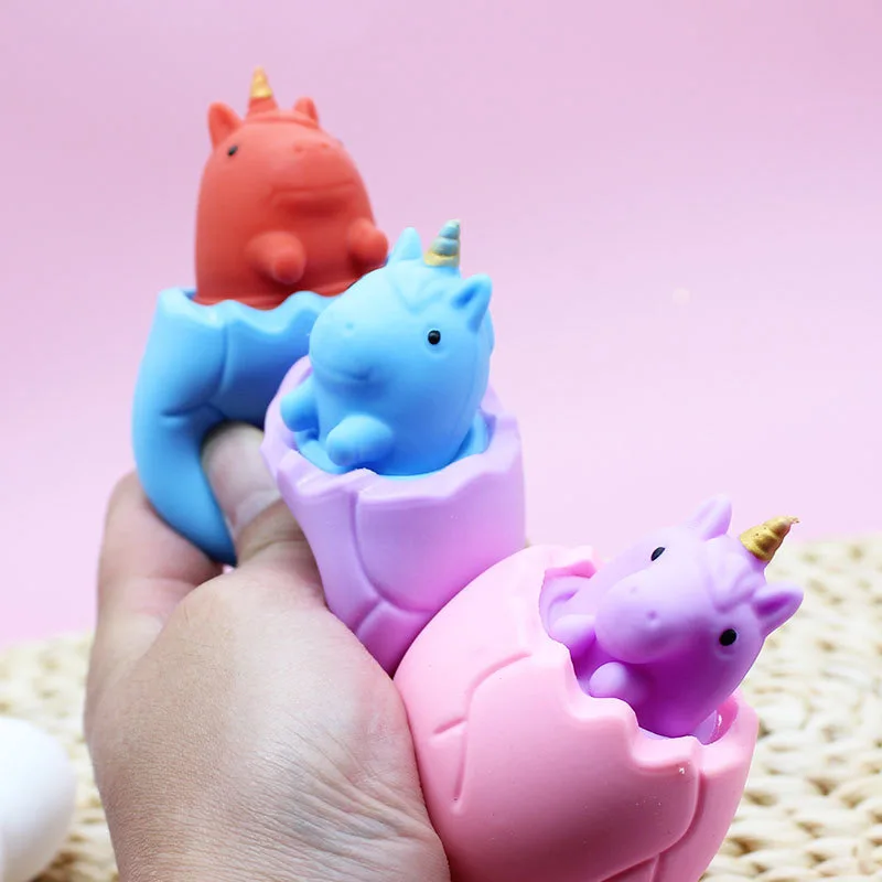New Design Lucky Unicorn Squishy Easter Egg Toys Cute Animal Squeeze Cup Dinosaur Unicorn