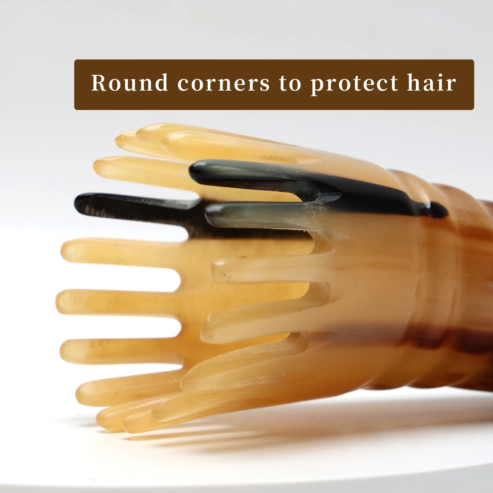 Buffalo Meridian  Massage Natural Comb No Static Cattle Horn Hair Comb