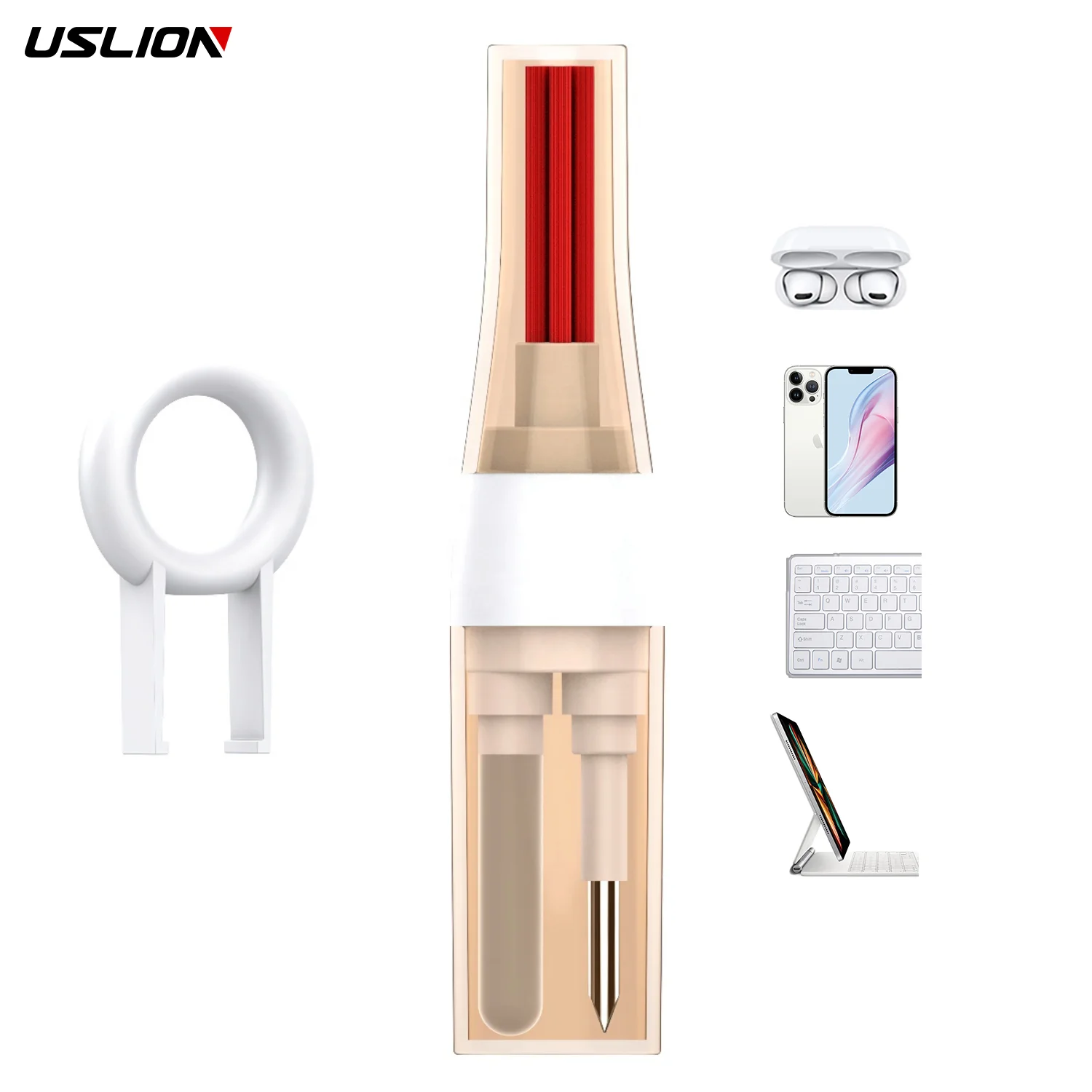 USLION Multifunctional Double Head Phone Earbuds Earphones Keyboard Cleaning Pen Brush Cleaning Tools Cleaner Kit