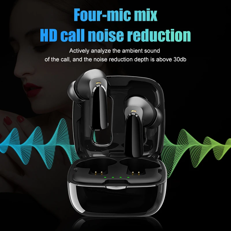 2022 New QCC3040 Gaming Headset APTX AAC Audio Decoding Earbuds 4mic Stereo Sound  Wireless Charging CVC8.1 ENC Earphones