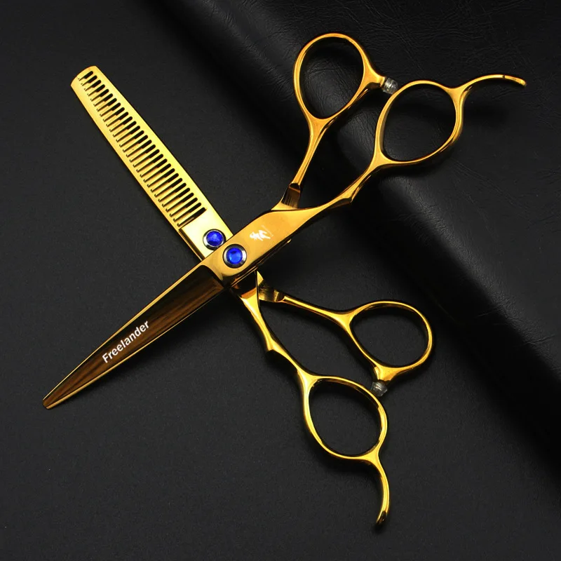 6.0-Inch Golden Left Hand Hair cut scissors Hair clippers Straight snips for lefties