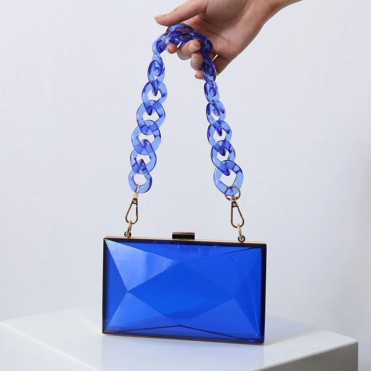 
Ladies square box clear clutch bag purses acrylic handbags with handle 