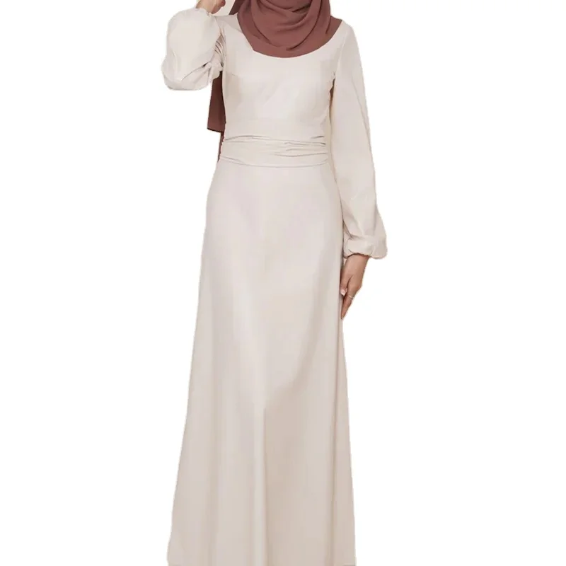 2023 Ssica New Designs High Quality Muslim Abaya Maxi Dress Belted Leather Dress Islamic Clothing  Winter Abaya For Women
