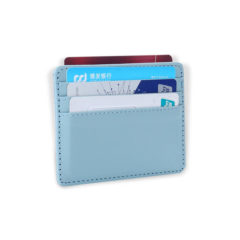 Custom Logo Wholesale Classic Slim Card Holder Wallet Women Leather PU Credit Business Card Holder Wallet With Money Clip
