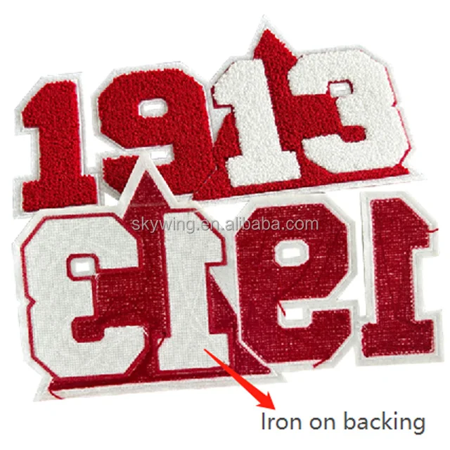Custom Greek Sorority Chenille DST 1913 Red Delta Soror Iron on Greek Letters AKA Embroidered Patches for Sweatshirt
