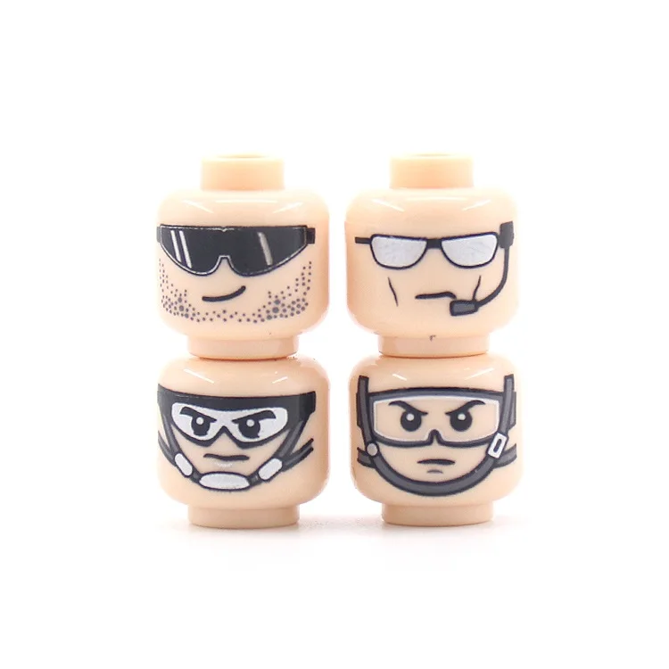4pcs/lot expression head soldier warrior pirate mini building blocks figure accessories children educational toys gift