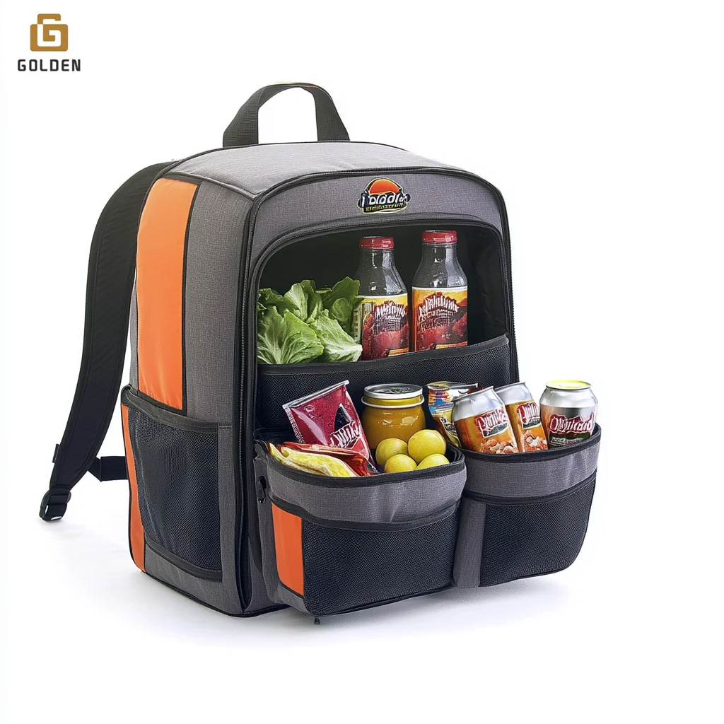 Golden Customize Logo Large Capacity Set Insulated Cool Lunch Box Bear Beach Thermal Foldable Cooler Bag For Outdoor Picnic