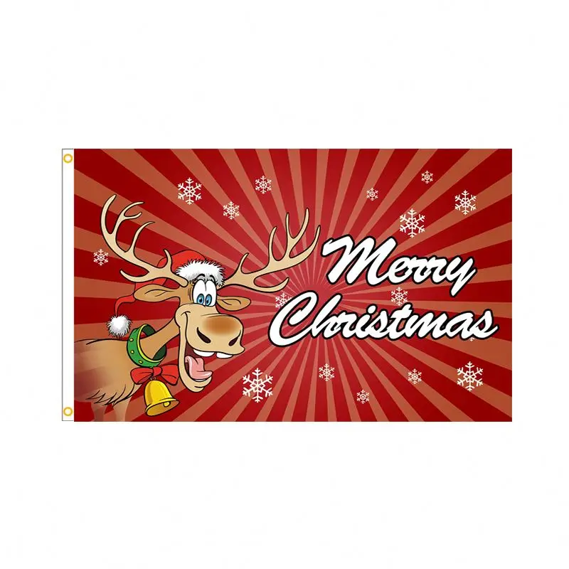 Wholesale Custom Size Sublimation Double Sided Polyester Merry Christmas Banner Flag Yard Outdoor Home Holiday Decorations