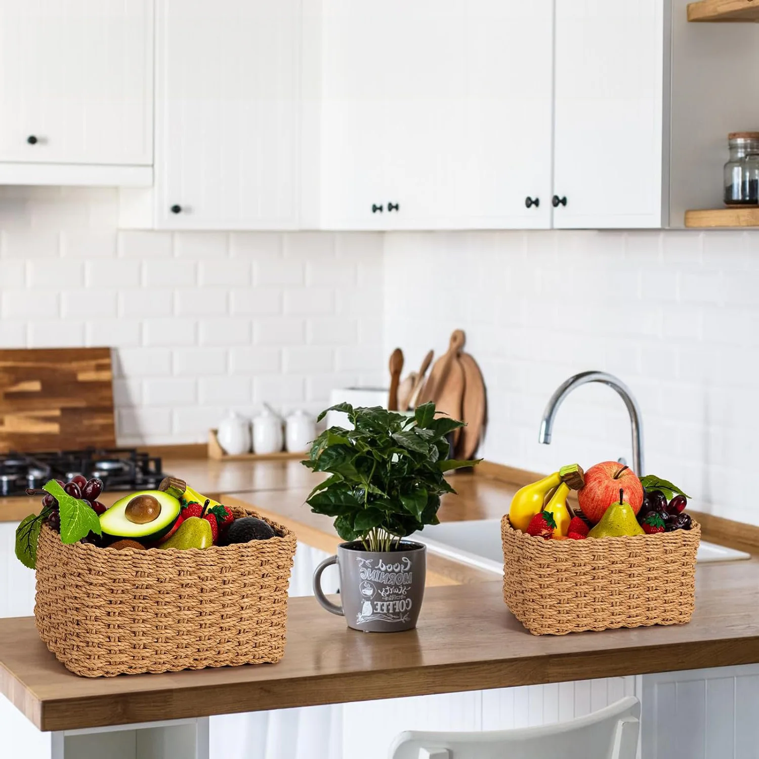 Set of 4 Willow Basket Storage for Changing Unit Stackable Braided Organiser picnic Basket