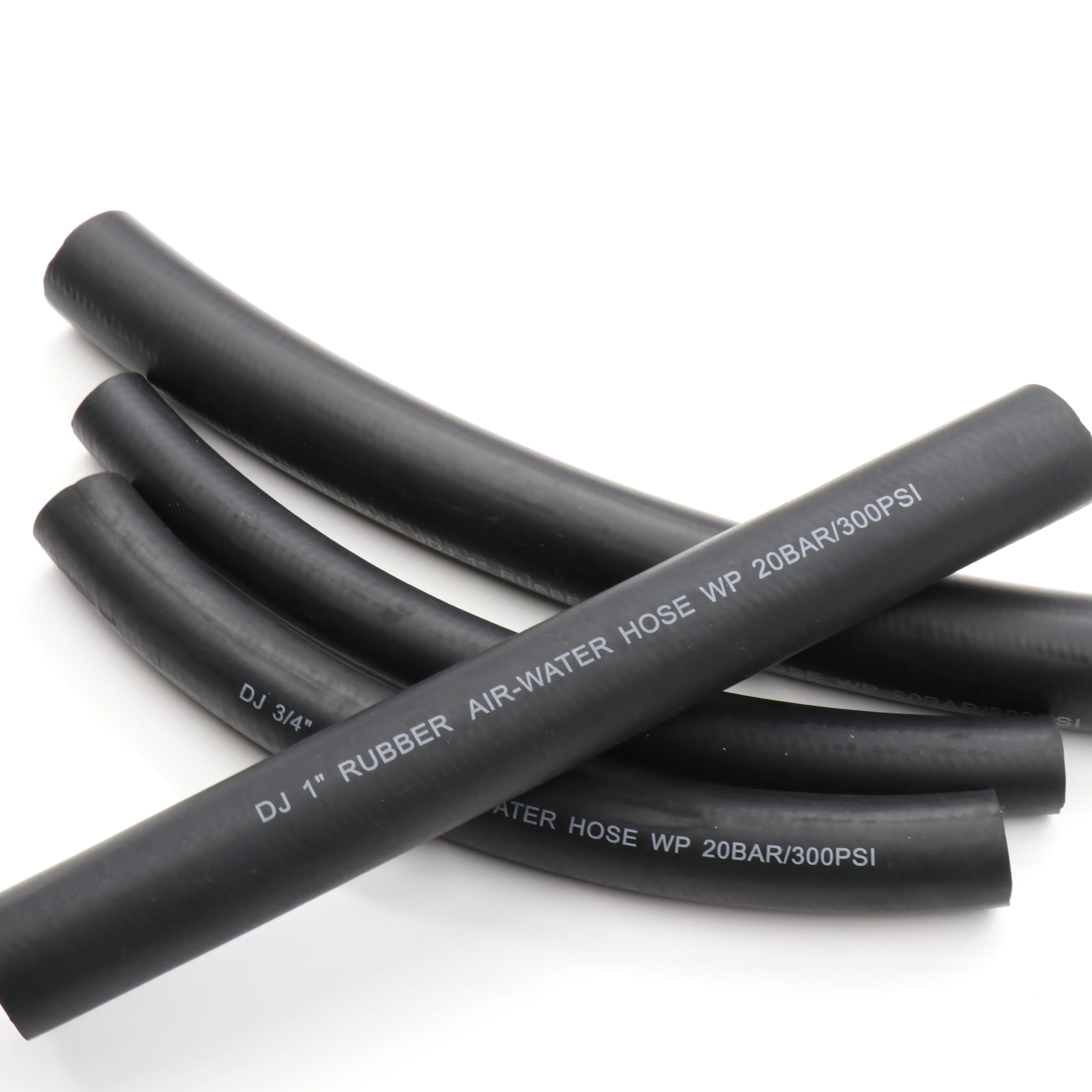 Textile Braid Air Compressor Hose 1/2 3/8 20 Bar Coil Black Rubber J1402 Dot Air Brake Hose With Air Hose Couplings