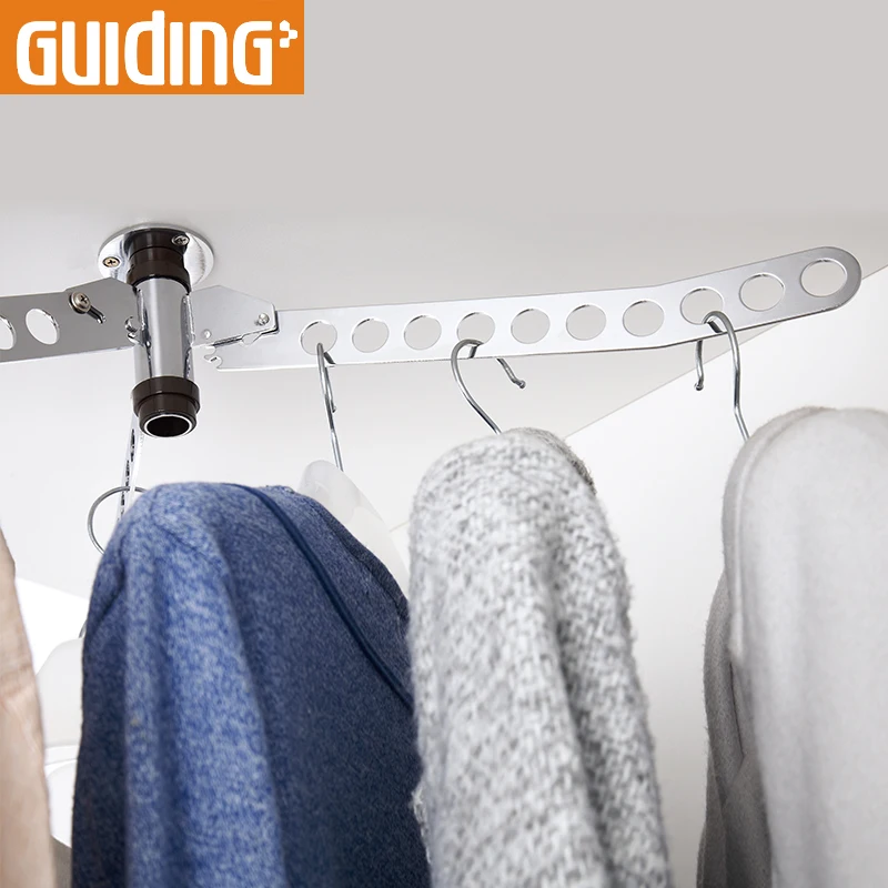 Hidden Space Saving Compact Hanging Clothes Drying Rack Sliding Slide Out Non Slip Clothes Hanger Rail