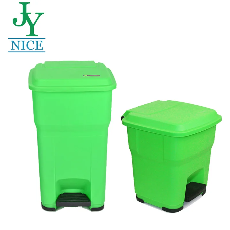 Plastic dustbin garden waste bin red foot pedal trash can with pedal rectangular