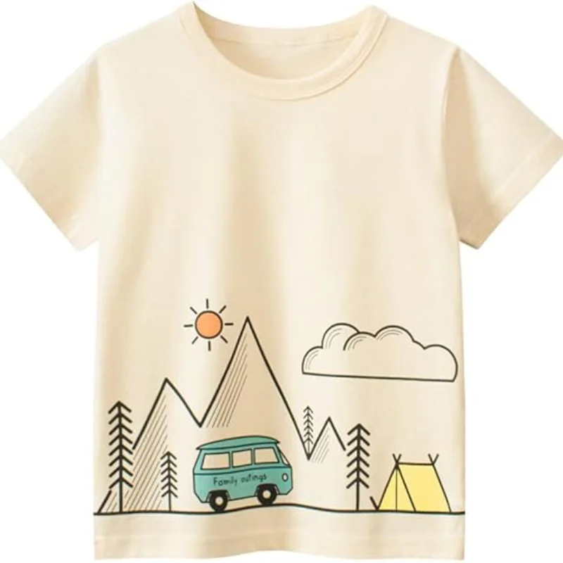 Toddler Boy Knitted Cotton Tee Shirt Custom Applique Boutique Clothes Summer Kids Boy Clothing Shirt in low price direct factory