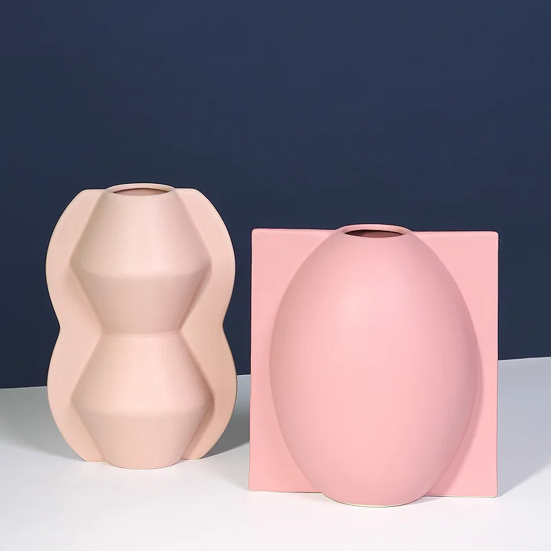 New Products Handmade Table Decoration  Egg Yo-Yo Barbel Shape Colourful Ornaments Model Ceramic Vase