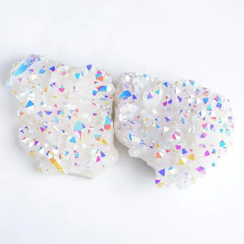 Wholesale electroplated AB white crystal cluster color white crystal raw stone rainbow crystal cluster