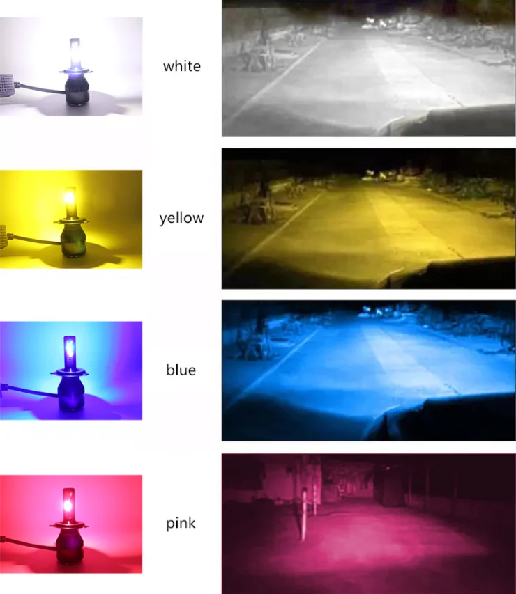 4 Colors Flash LED Headlight Bulbs h11 LED Headlight Conversion Kits COB Auto Change Front Fog Light  Driving Light