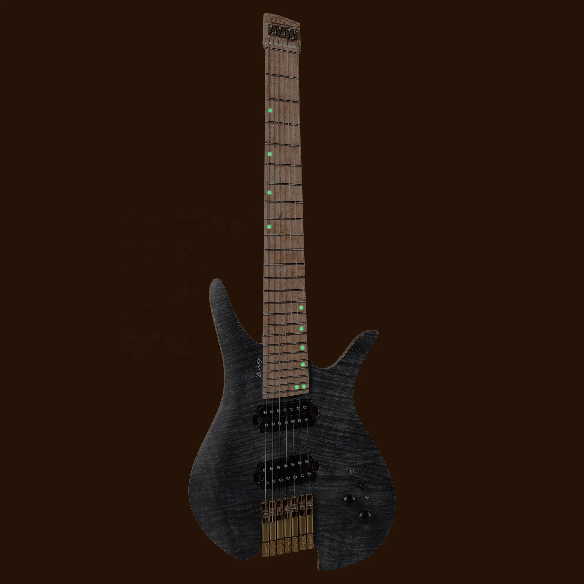 Batking 7 String  Fanned Fret Headless Electric Travel Guitar with Multiscale Birdeyes Fingerboard  Of Luminous Inlay