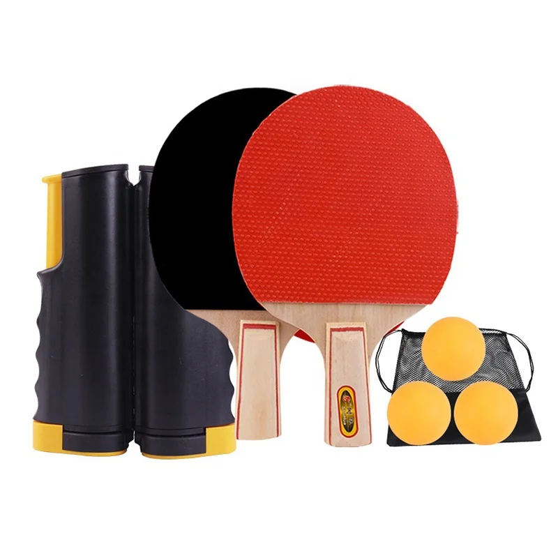 Adjustable Retractable Ping Pong Net Set with Post Professional Table Tennis Rackets and Balls Net with Posts