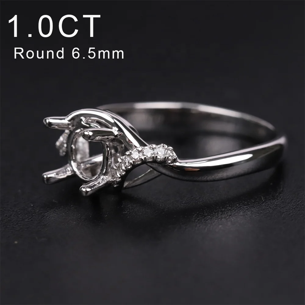 JDCR578 Abiding Jewelry Wholesale Empty Ring Blanks Base 9K 10K 14K 18K Real Gold Semi Mount For 1 CT Main Stone