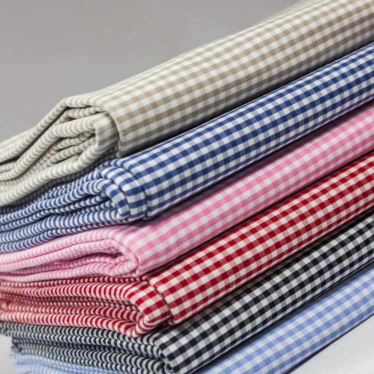 Men shirting summer yarn dyed check fabric shirt cloth