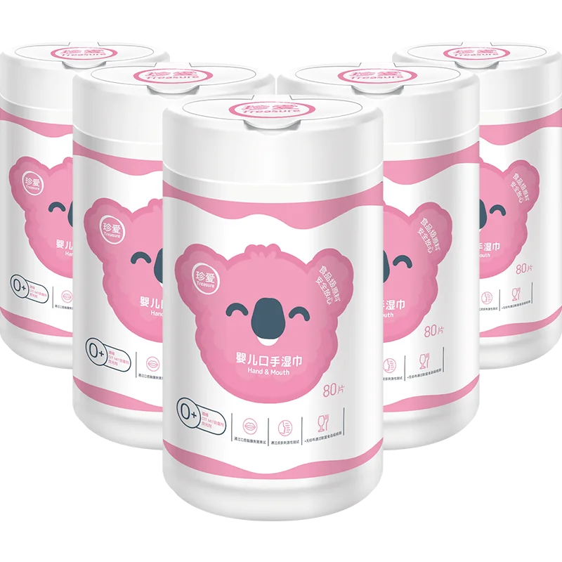 Treasure  80pcs NO MIT CIT Pure Water Aloe Plant Extract Soft Fabric Alcohol Free Baby Diaper Wipes