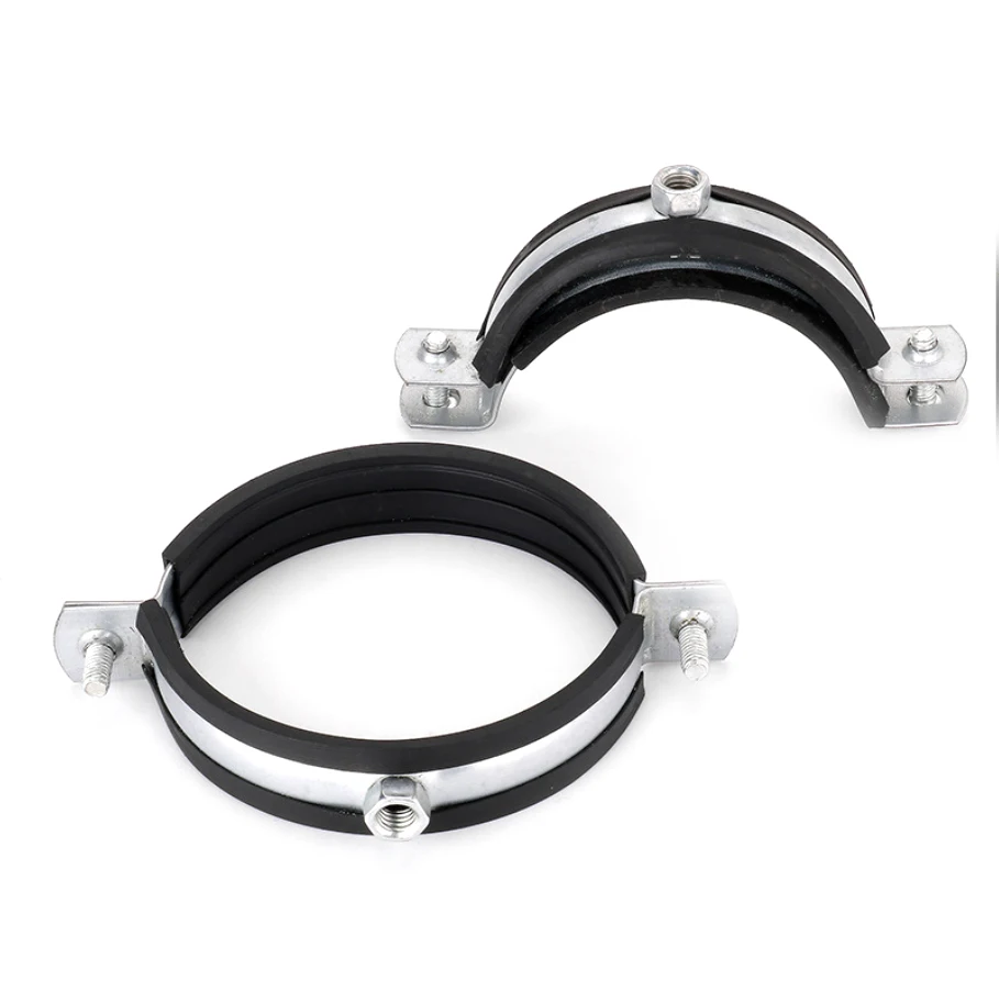 Rubber Clamp Pipe Support Bracket Metal Pipe Strap Heavy Duty Mount Galvanized Pipe Bracket