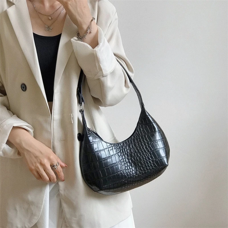High Leather Pu Alligator Handbags For Women 2021 Jelly Hand Bag Wholesale Fashion Female Chic Shoulder Armpit Purses Bolsas